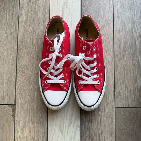 Converse Red and White Chuck Taylor Sneakers Classic Low-Top - Picture 2 of 6